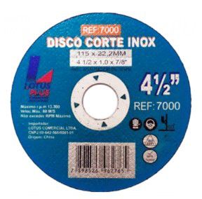 Disco corte inox  4.1/2 1,0mm(fino) 7000 Lotus