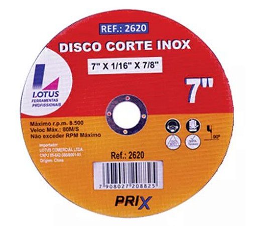 Disco Corte Inox  7' Prix 2620 Lotus