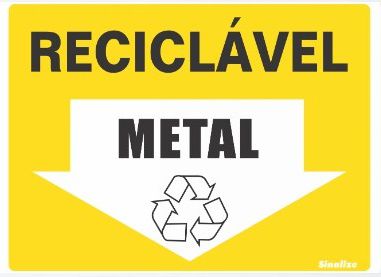Placa  15X20Cm 220Bq Lixo Reciclavel Metal