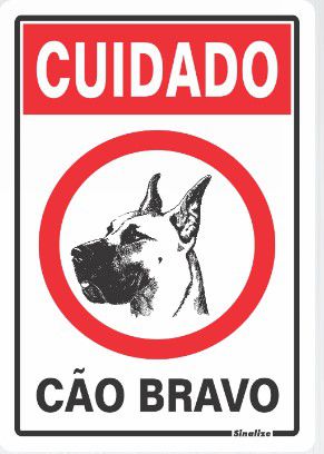 Placa  30X20Cm 250Ah Cuidado Cão Bravo