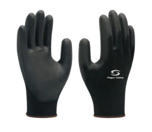 Luva helanca palma pu preta 08   M SUPER SAFETY