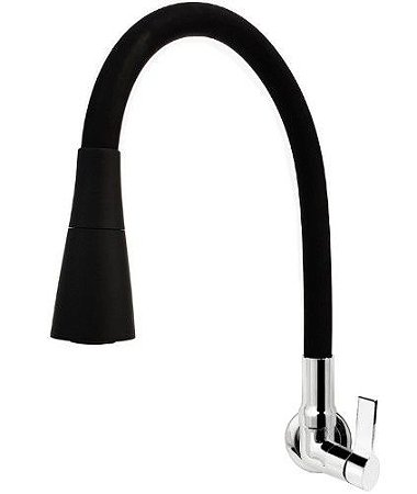 Torneira Silicone C70 Preta Parede Gourmet