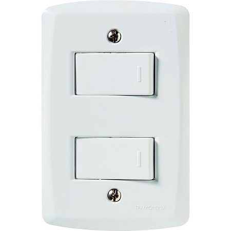 Conjunto 4X2 Com 2 Interruptores Simples 10 A 250 V Tramontina Lux2 Branco 57145 040
