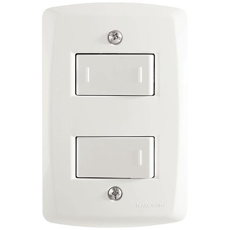 Conjunto 4X2 Com 1 Interruptor Simples 10 A 250 V E 1 Interruptor Paralelo 10 A 250 V Tramontina Lux2 Branco 57145 045