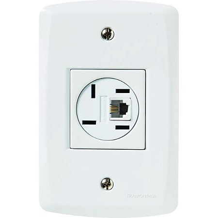 Conjunto 4X2 Com 1 Tomada Telefone 4P E Rj11 Tramontina Lux2 Branco 57145 018