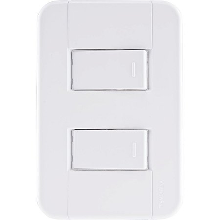 Conjunto 4X2 Com 1 Interruptor Simples 10 A 250 V + 1 Interruptor Paralelo Tramontina Tablet Branco