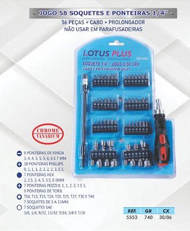 JOGO P/Fixar Parafusar  1/4  58pc  5553