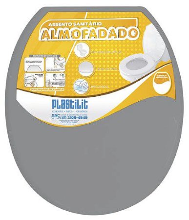 ASSENTO SANITARIO ALMOFADADO CINZA PLASTILIT