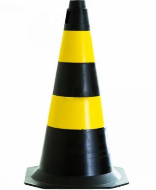 Cone 50Cm Pvc Amarelo/Preto