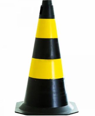 Cone 50Cm Pvc Amarelo/Preto Novel