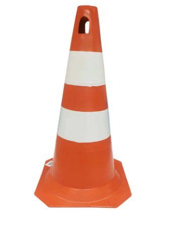 Cone 50Cm Pvc Branco/Laranja Plasticor