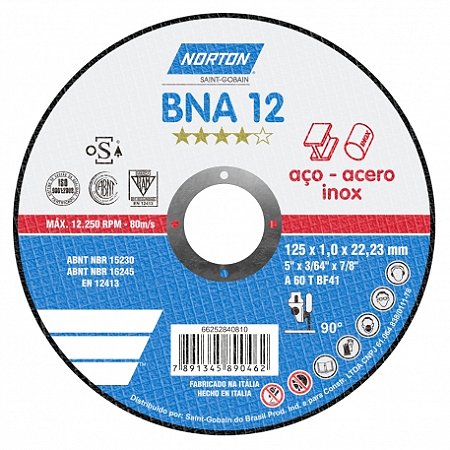 Disco Corte Inox  4.1/2 Bna12 1,6Mm Norton