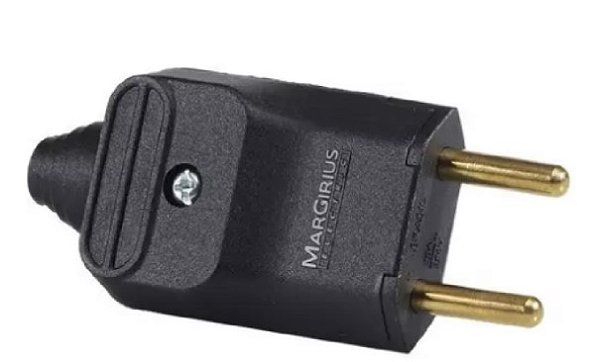 Pino plug macho 20a 2p pa015001 preto c/ prensa cabo