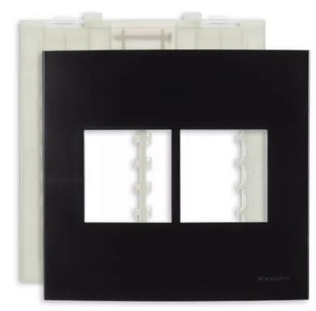 Placa 4x4 preta 4 postos clean ebony
