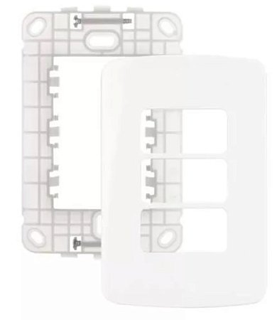 Placa 4x2 branca br b3 3 postos horizontal