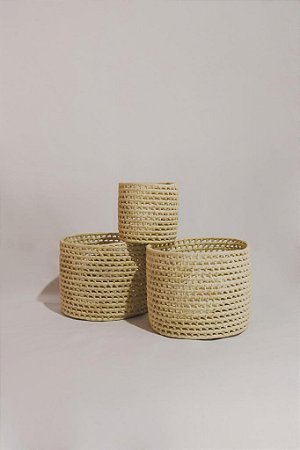 Trio de cachepot - Cesto de palha