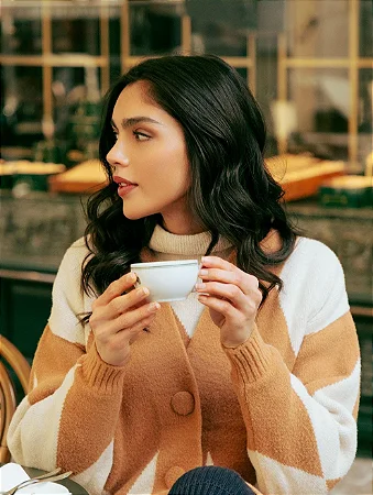 Casaco Longo em Padronagem Geométrica - BIAMAR 11777