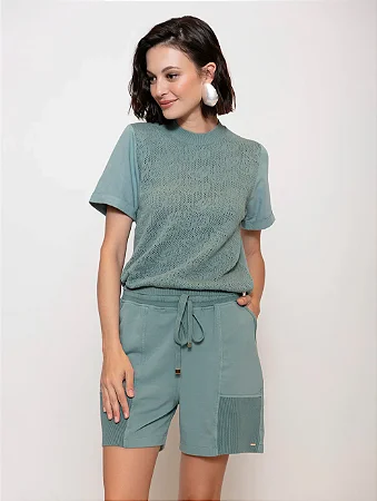 Blusa em Ponto Vazado e Manga Lisa - BIAMAR 11960