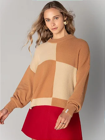 Blusa em Fio Pluma e Padronagem Geométrica - ABENÇÃO 11764