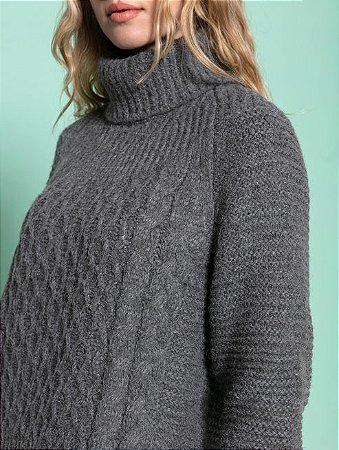 Blusa com Tecimento em Tranças e Gola Alta - BIAMAR 10227