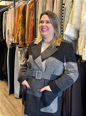 Casaco em Lã Batida e Padronagem Xadrez - VANEWS 21701