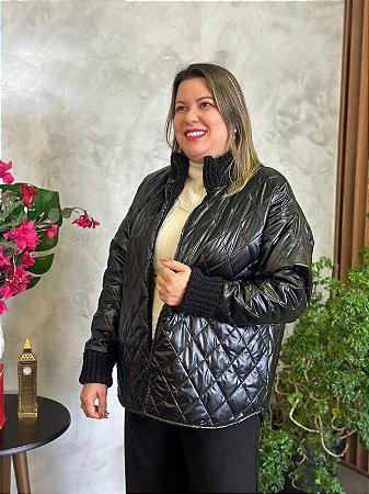 Jaqueta com Golas e Punhas de Tricô - AMBICIONE 19319