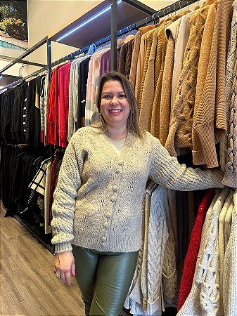 Casaco em Ponto Vazado com Fechamento em Botões  - URBANITY 10619