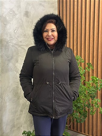 Jaqueta Reversível com Capuz em Pele Fake - ALPELO 77040