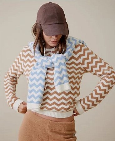 Blusa em Fio Nuvem e Padronagem Zig Zag - NORI 16870