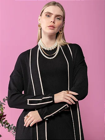 Casaco Canelado com Listras em Contraste - BIAMAR 11611