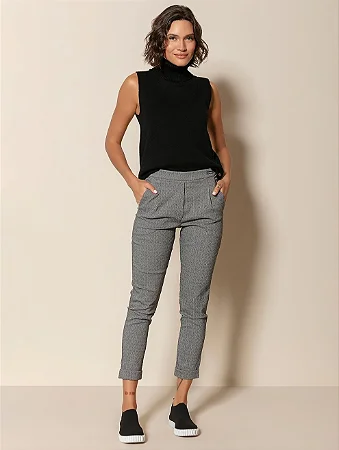 Calça em Padronagem Xadrez com Pregas - BIAMAR 10764