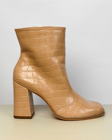 BOTA NUDE CROCO CANO CURTO BICO QUADRADO - ISIS