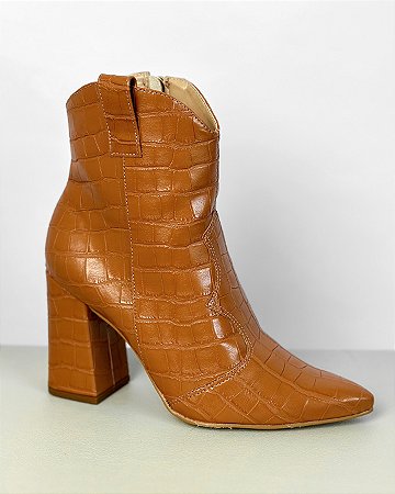 BOTA WESTERN CROCO CARAMELO CANO CURTO SALTO ALTO  -  MILEY