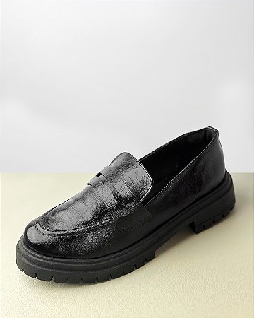 MOCASSIM PRETO VERNIZ TRATORADO - ANNA