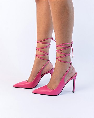 SCARPIN PINK COM AMARRAÇÃO BICO SALTO FINO - LIANA