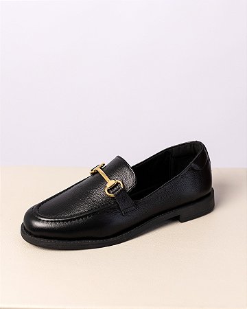 MOCASSIM PRETO COURO CORRENTE - AMÁLIA
