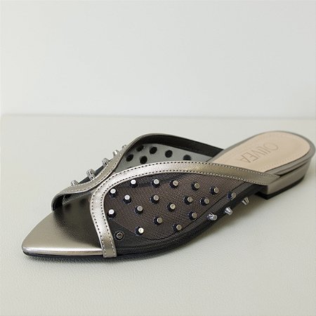 SAPATILHA MULE PRATA VELHO BICO FOLHA - BABI