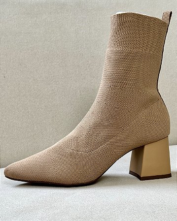 BOTA KNIT NUDE SALTO BLOCO BAIXO - LISS