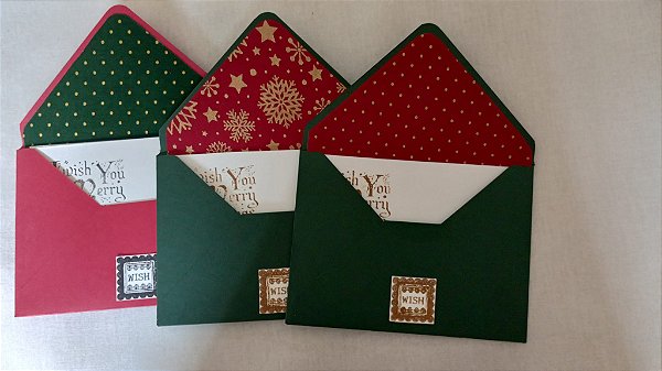03 Envelopes Natalinos forrados com tecido