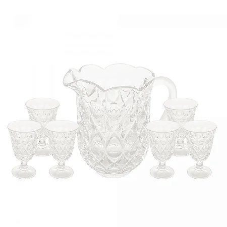 Conjunto Jarra Com 6 Taças Para Água de Cristal Lile 1,5L/200ml