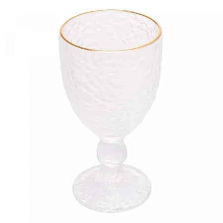 Conjunto C/6 Taças Para Água de Cristal Martelado Com Fio Ouro Petra