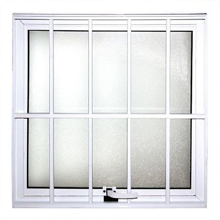 Janela de Alumínio Branco Vitro Maxim Ar Vidro Mini-Boreal Com Grade 60 X 60 - Komorek
