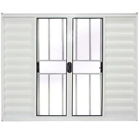 Janela Veneziana 6 Folhas Alumínio Branco Modular com Grade