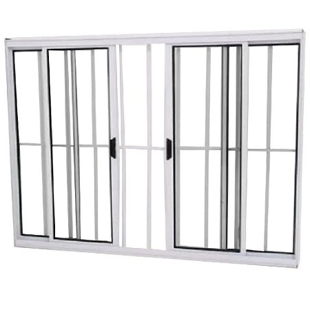 Janela Vitro 4 Folhas Alumínio Branco Modular com Grade