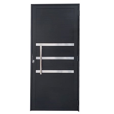 Porta Lambril de Alumínio Preto com Puxador e Friso Linha Veneza