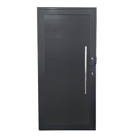 Porta Pivotante de Alumínio Preto Com Puxador com Fechadura Digital Linha Roma