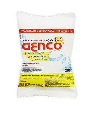CLORO EM PASTILHA 3 EM 1 GENCO 200G