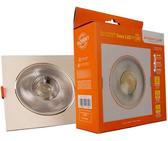 Spot Branco Embutir Led 14w Quadrado 6500k Direcional Bivolt