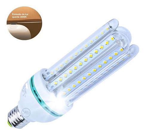 Lâmpada Compacta Led 24W Tipo Milho E27 Branco Quente Bivol
