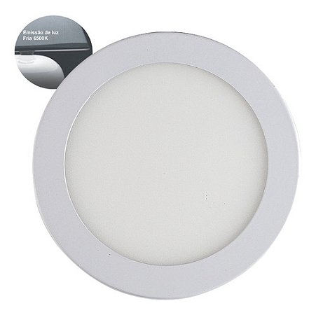 Painel Slim Led Embutir Redondo 1020 Lúmens 6500K Branco Frio 12W Bivolt 17Cm Branco Llum Bronzearte